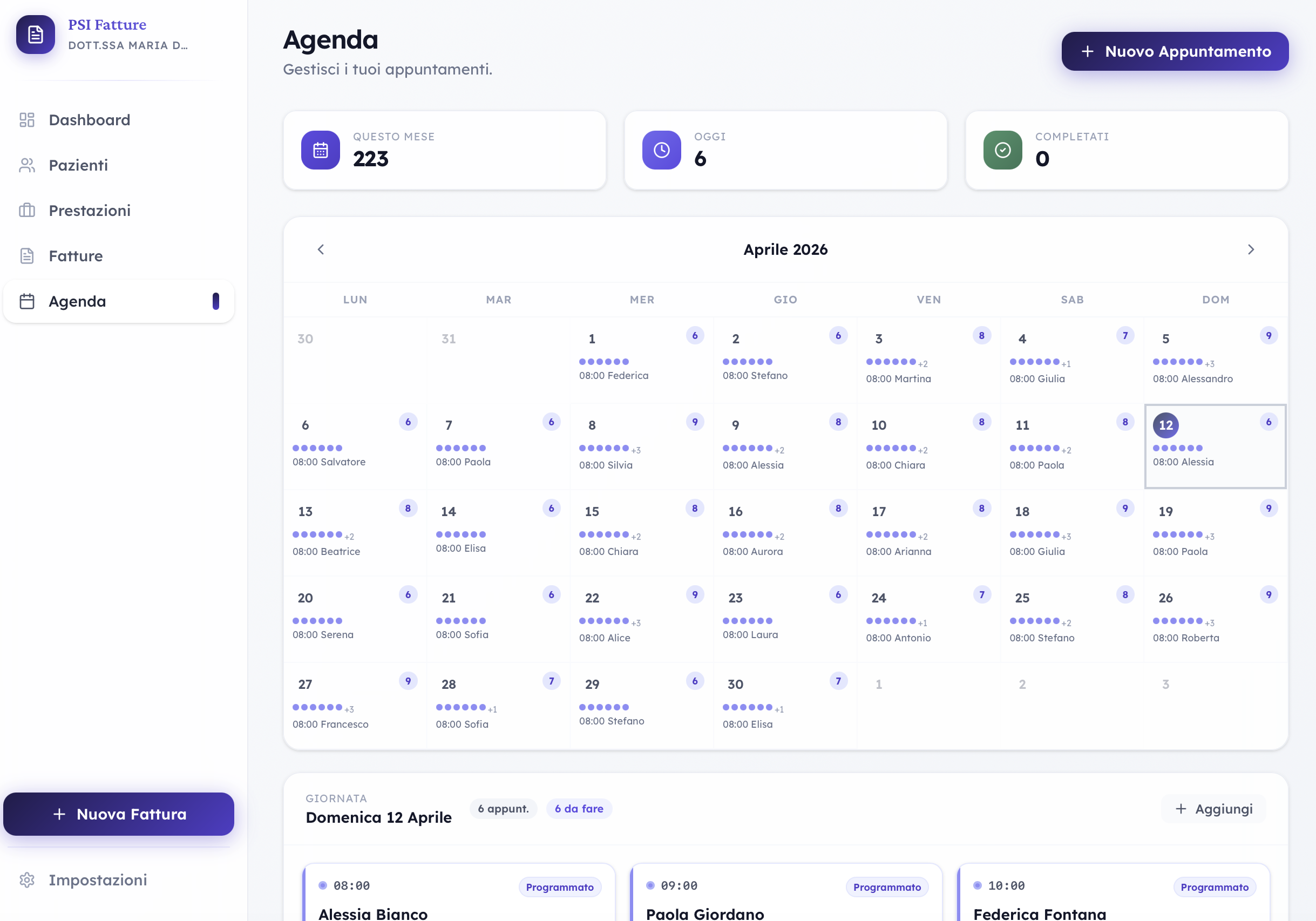 Agenda e Appuntamenti PSI Fatture