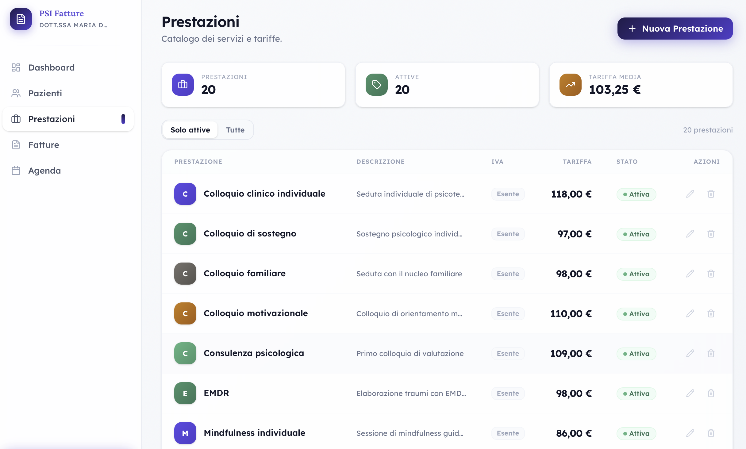 Catalogo Prestazioni PSI Fatture